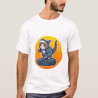 Lustige Haikatze Auf Roboter-Staubsauger Retro-Mem
