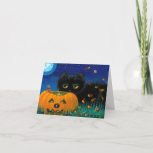 Lustige Halloween-Fall-Katzen-Mäusekunst Karte