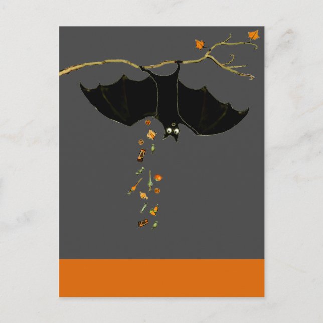 Lustige Halloween-Fledermaus Postkarte (Vorderseite)