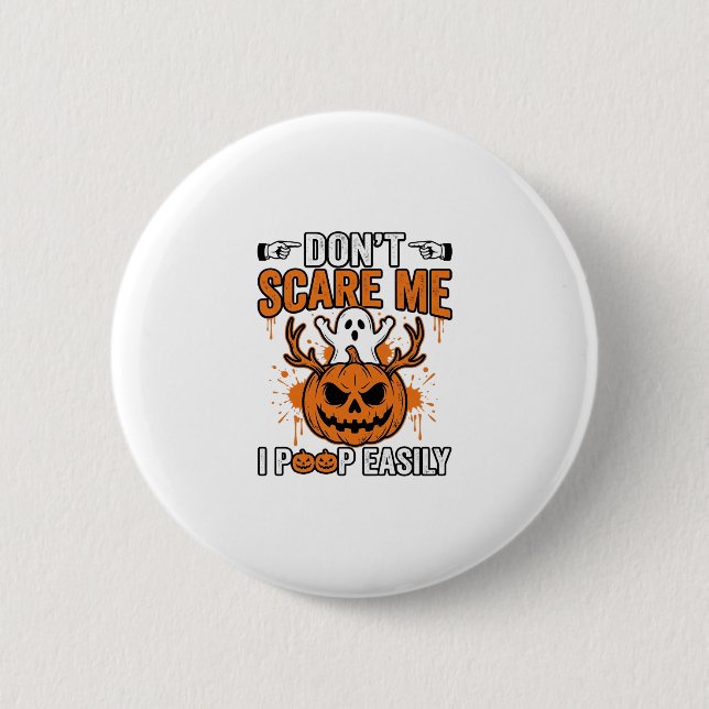 Lustige Halloween-Geist-Kürbis-Zitat-Vektor-Design Button (Vorderseite)