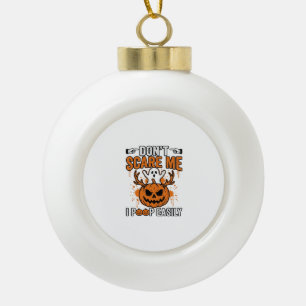 Lustige Halloween-Geist-Kürbis-Zitat-Vektor-Design Keramik Kugel-Ornament