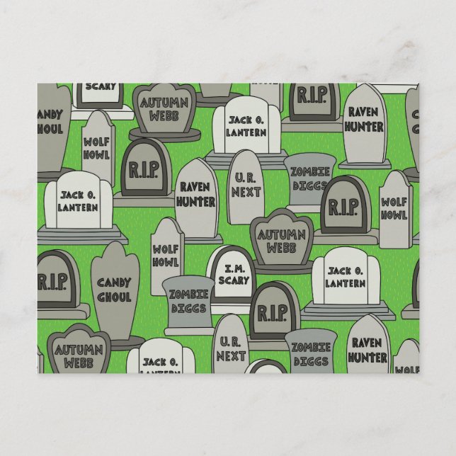 Lustige Halloween-Grabsteine Postkarte (Vorderseite)