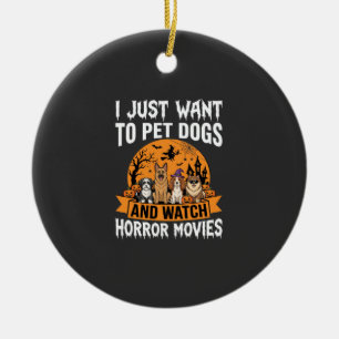 Lustige Halloween-Hunde-Horrorfilme-Vektor Keramik Ornament