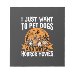Lustige Halloween-Hunde-Horrorfilme-Vektor Notizblock