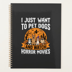 Lustige Halloween-Hunde-Horrorfilme-Vektor Planer