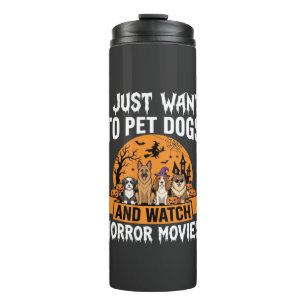 Lustige Halloween-Hunde-Horrorfilme-Vektor Thermosbecher