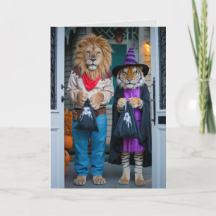 Lustige Halloween-Karte mit Löwe/Tiger Feiertagskarte