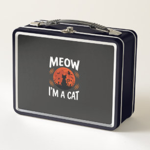 Lustige Halloween-Katz-Mond-Silhouette Grafik Metall Brotdose