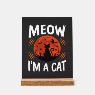 Lustige Halloween-Katzen-Mond-Silhouette Grafik Acrylschild