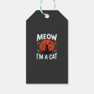 Lustige Halloween-Katzen-Mond-Silhouette Grafik Geschenkanhänger