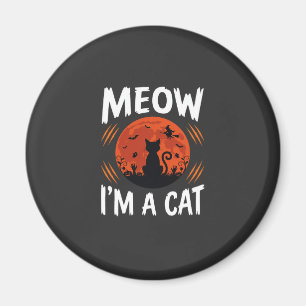 Lustige Halloween-Katzen-Mond-Silhouette Grafik Magnet
