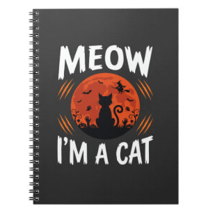 Lustige Halloween-Katzen-Mond-Silhouette Grafik Notizblock