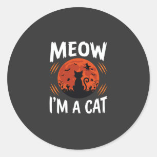 Lustige Halloween-Katzen-Mond-Silhouette Grafik Runder Aufkleber