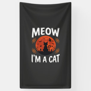 Lustige Halloween-Katzenmond-Silhouette Grafik Banner
