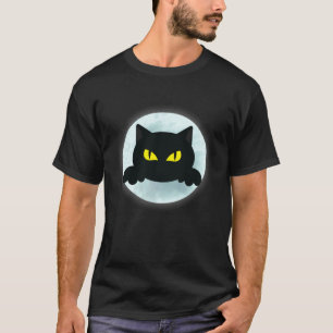 Lustige Halloween-Party schwarze Katze Mond Design T-Shirt