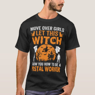 Lustige Halloween Postmitarbeiter Hexe Katze Grafi T-Shirt