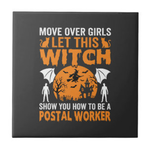 Lustige Halloween Postmitarbeiter Hexenkatze Grafi Fliese