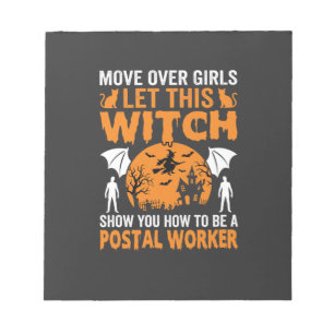Lustige Halloween Postmitarbeiter Hexenkatze Grafi Notizblock