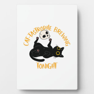 lustige Halloween schwarze Katze Fotoplatte