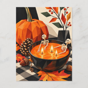 Lustige Halloween-Skelette Kürbis-Bad-Postkarte Feiertagspostkarte