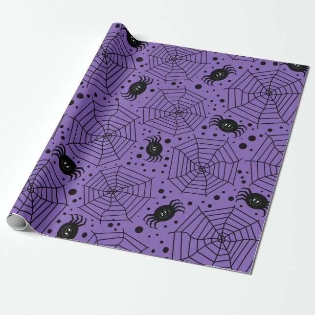 Lustige Halloween-Spinnen Geschenkpapier (Ungerollt)