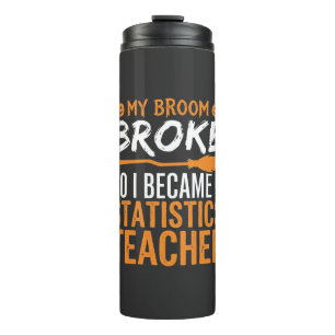 Lustige Halloween-Statistiken-Lehrer-Besen-Design Thermosbecher