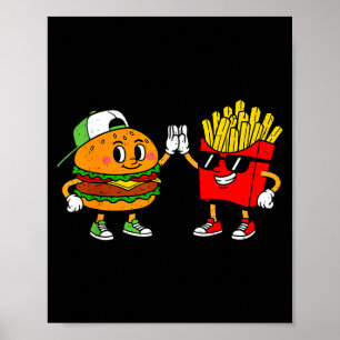 Lustige Hamburger Pommes Frites Combo Snacks Fast Poster