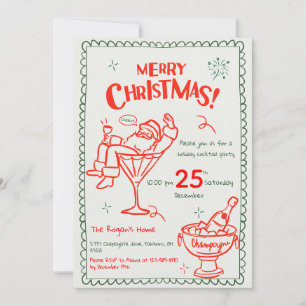 Lustige handgezeichnete Doodle Frohe Weihnachten C Einladung