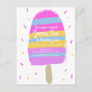 Lustige handgezeichnete Eiscreme-Party-Malerei zum Postkarte