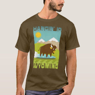 Lustige hängende 10 Surfen Büffel Berge Wyoming T-Shirt
