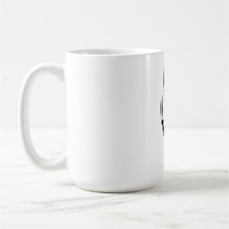 Lustige hängende schwarze Katzensilhouette mit Kra Kaffeetasse