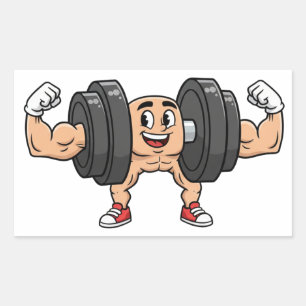 Lustige Hantel-Cartoon-Flexing-Aufkleber Rechteckiger Aufkleber