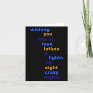 Lustige Hanukkah-Liebes-Latkes-Lichter in Blau Karte