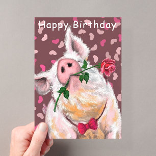 Lustige Happy Birthday Karte Gentleman Schwein mit Acryleinladungen