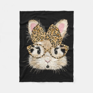 Lustige Hasengesicht-Brille Kokette Schleife Leopa Fleecedecke