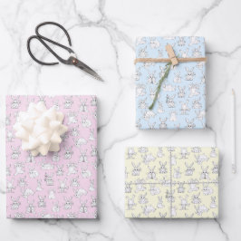 Lustige Hasenkaninchen haben Spaß Geschenkpapier Set
