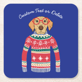 Lustige hässliche Weihnachtsstrickjacke, Rechteckiger Pappuntersetzer