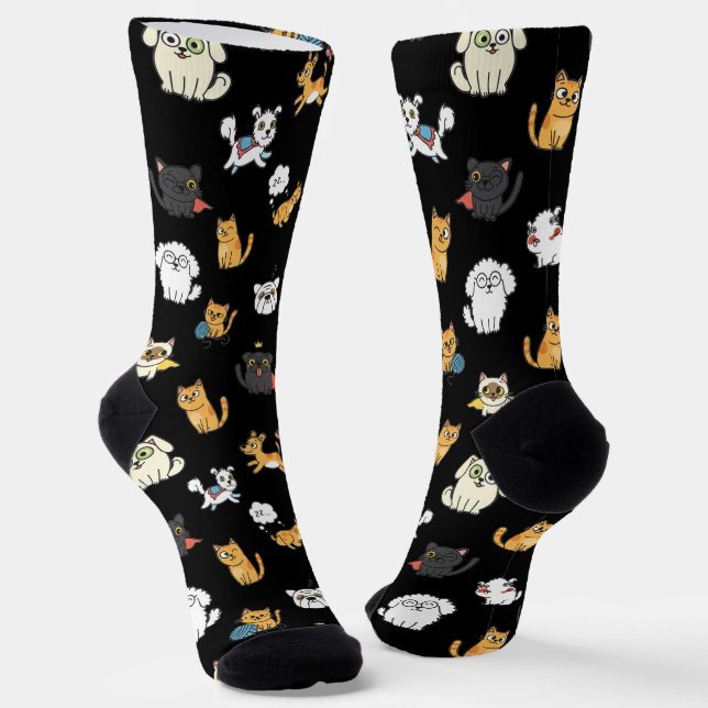 Lustige Haustier-Muster-Crew-Socken Socken (Gewinkelt)