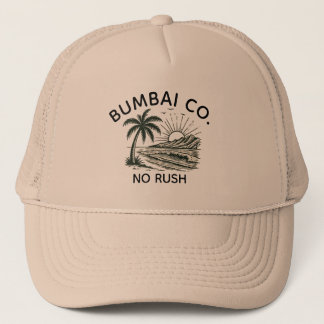 Lustige Hawaiian Bumbai Co No Rush Retro Surf Beig Truckerkappe