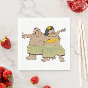 Lustige hawaiianische Hula-Tänzer Cartoon Serviette