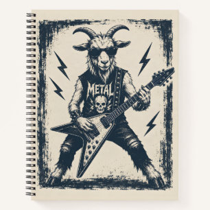 Lustige Heavy-Metal-Ziege Vintage-Rock-Illustratio Notizbuch