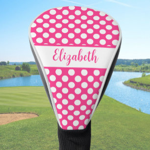 Lustige heiße rosa Punkte mit individuellem Namen  Golf Headcover