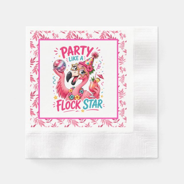 Lustige Herde Stern Rosa Flamingo-Party  Serviette (Vorderseite)