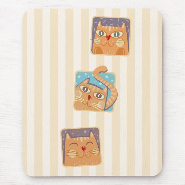 Lustige Herz-Nasen-Katzen Mousepad (Vorne)