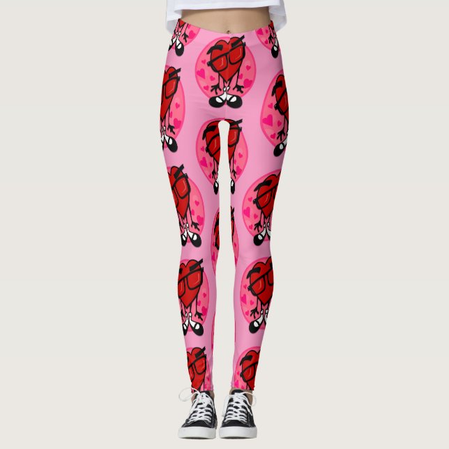 LUSTIGE HERZ-ROSA-LEGGINGS DES VALENTINES LEGGINGS (Vorderseite)