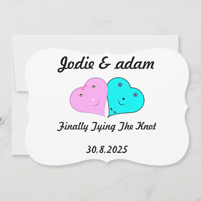 lustige Herz und Herz Einladung (Vorderseite)