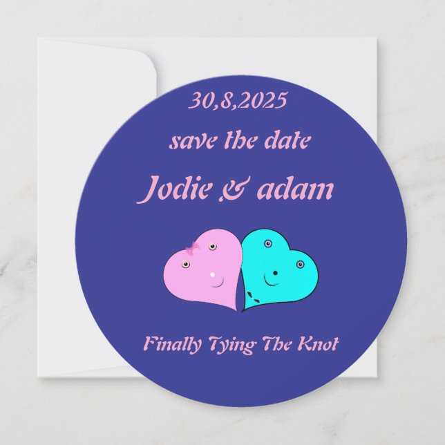 lustige Herz und Herz Save The Date (Vorderseite)