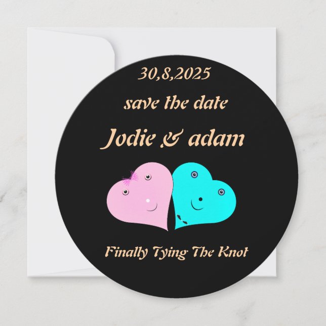 lustige Herz und Herz Save The Date (Vorderseite)