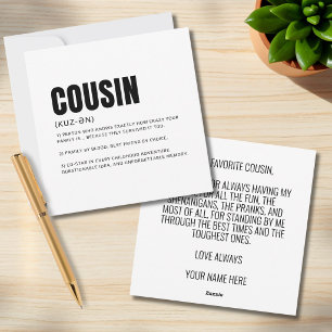 Lustige herzliche Cousin-Definition Grußkarte Feiertagskarte