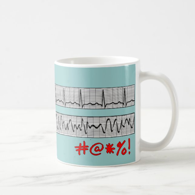 Lustige Herzrhythmus-Streifen-Geschenke Tasse (Rechts)